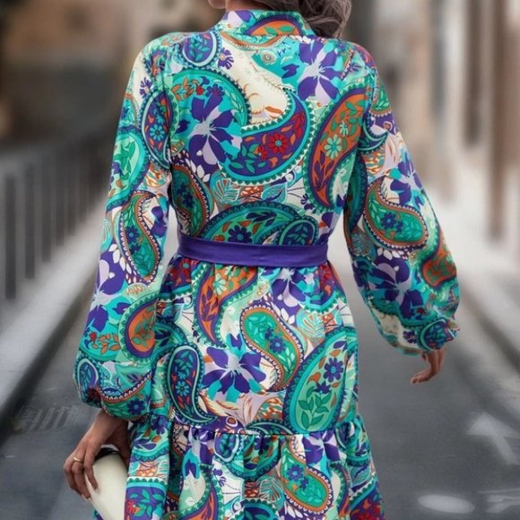 Blue Preppy Womens Paisley Print mini Dress - Picture 2 of 5